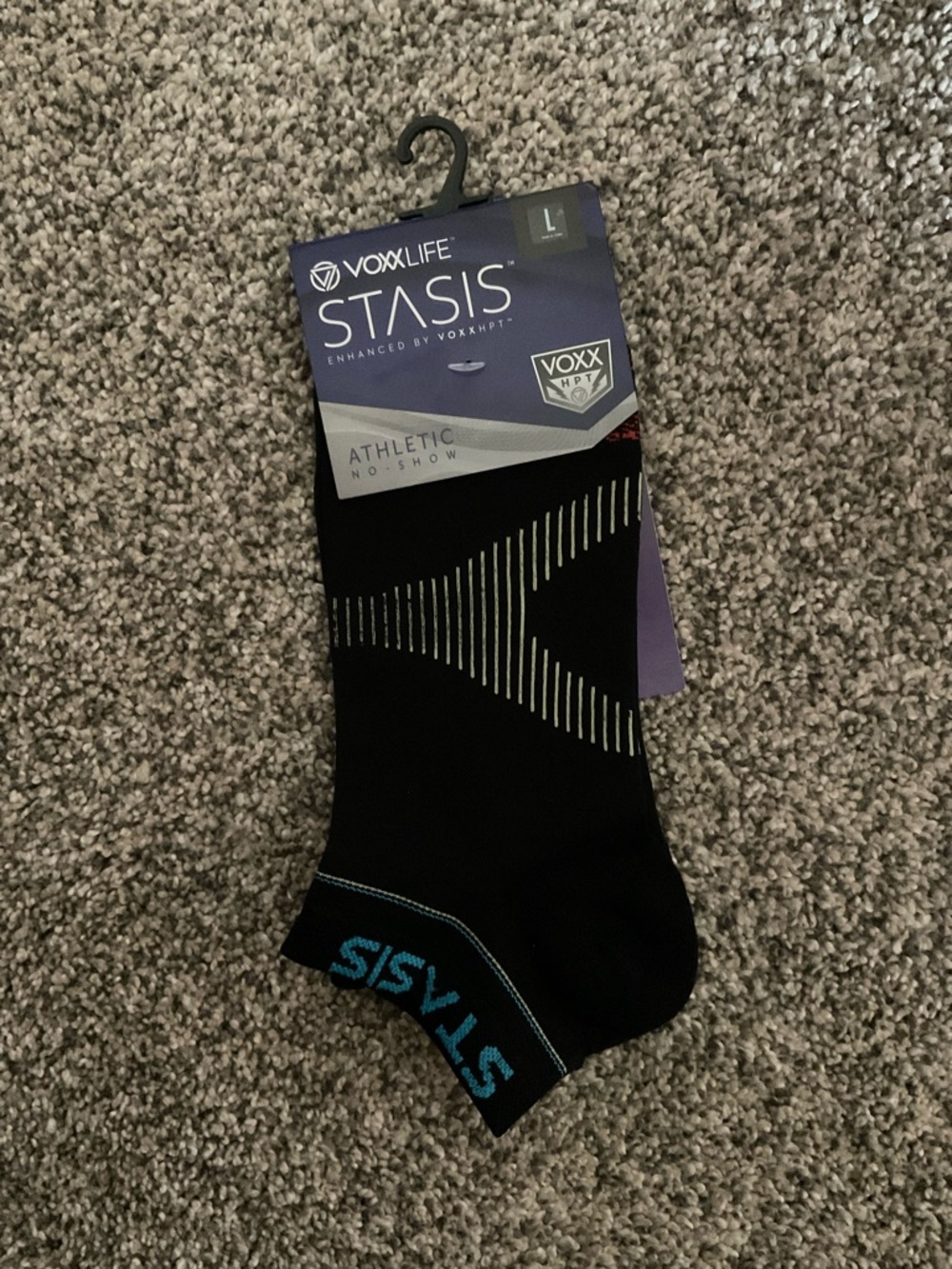 VOXX STASIS Men's Black Athletic No-Show Socks size Large 10-13